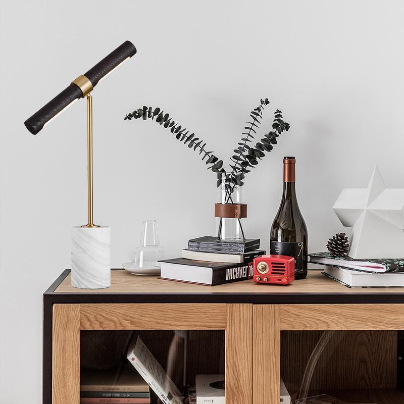 Decor Lighting Lamps - 装飾テーブルランプ、デザイナーライト高級レザー大理石デスクランプ、パーソナライズされた書斎、子供部屋、ベッドサイドランプ
