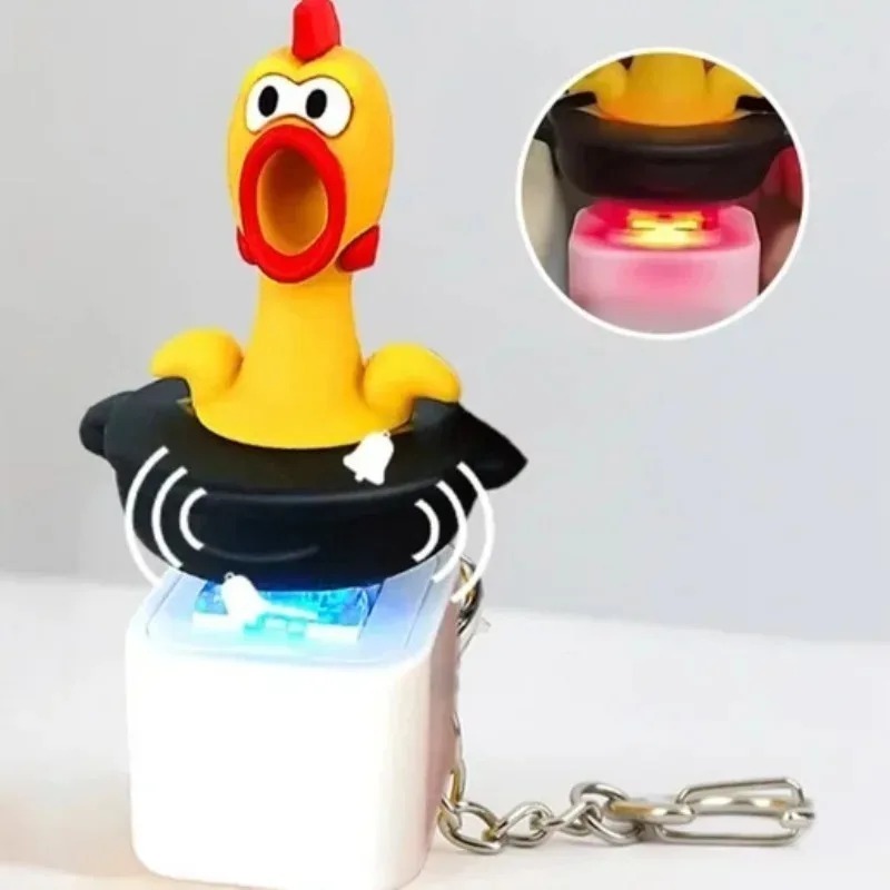 Pendant Light Shade - 1-2 個スクリーミングチキンキーホルダーサウンドライトエフェクトプレスボタンストレスリリーフフィジェットおもちゃバッグペンダントノベルティ誕生日ギフト