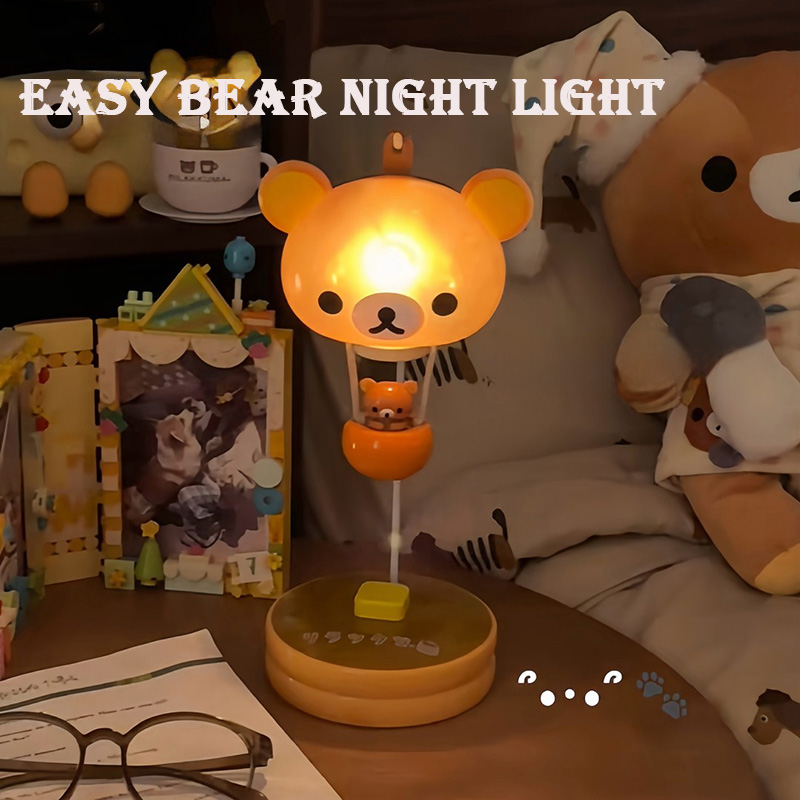 Bedroom Lighting Decor Ideas - リラックマ バルーンナイトライト 木製ベース付き かわいいデスクトップ装飾 寝室や保育園用 ウォームホワイト