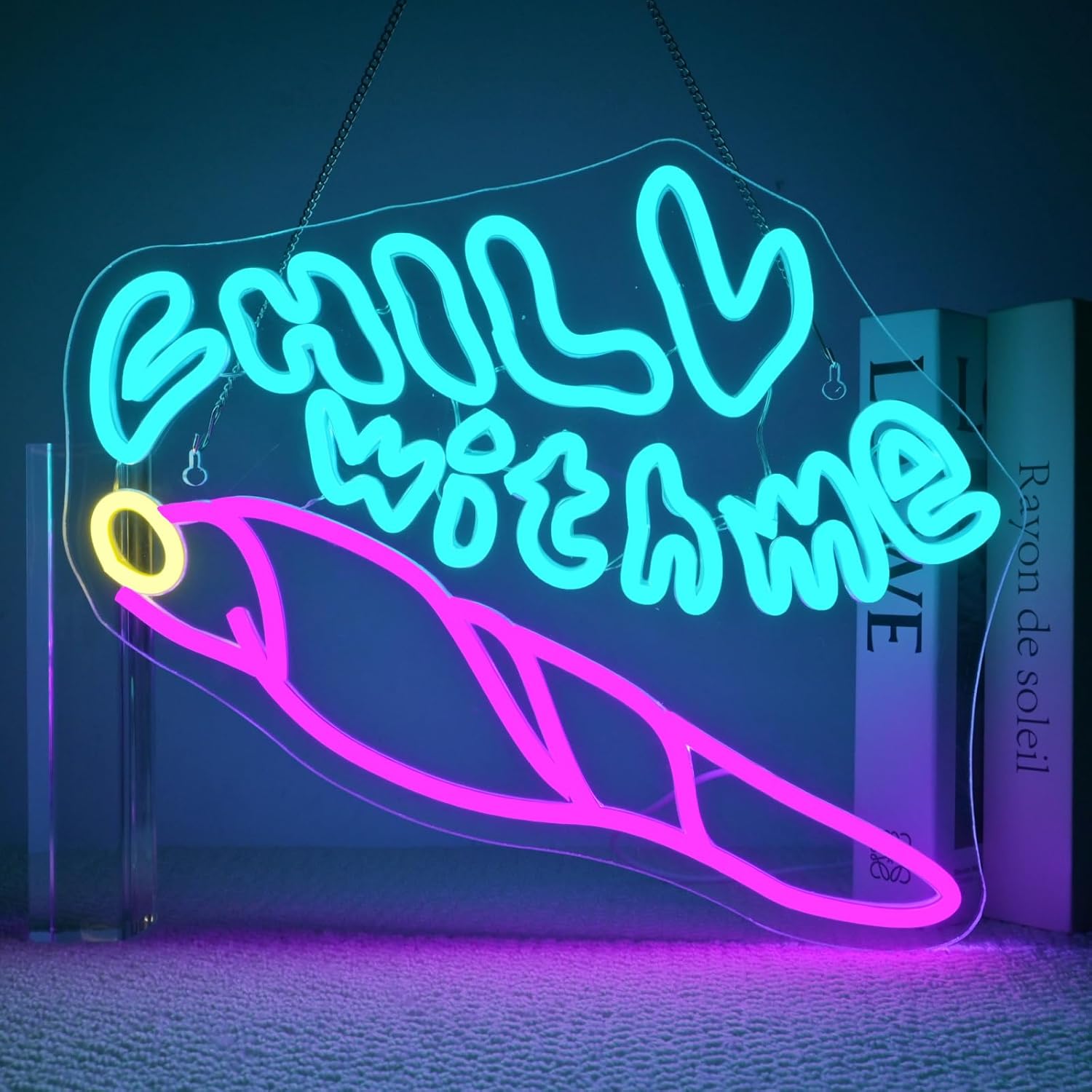Bedroom Lighting Decor Ideas - 「Chill with Me」ネオンサイン、パン型LEDネオンライト、寝室、バー、喫茶店、クラブ、男性用ルーム、壁飾り、ギフトアイデア、調光可能、USB接続
