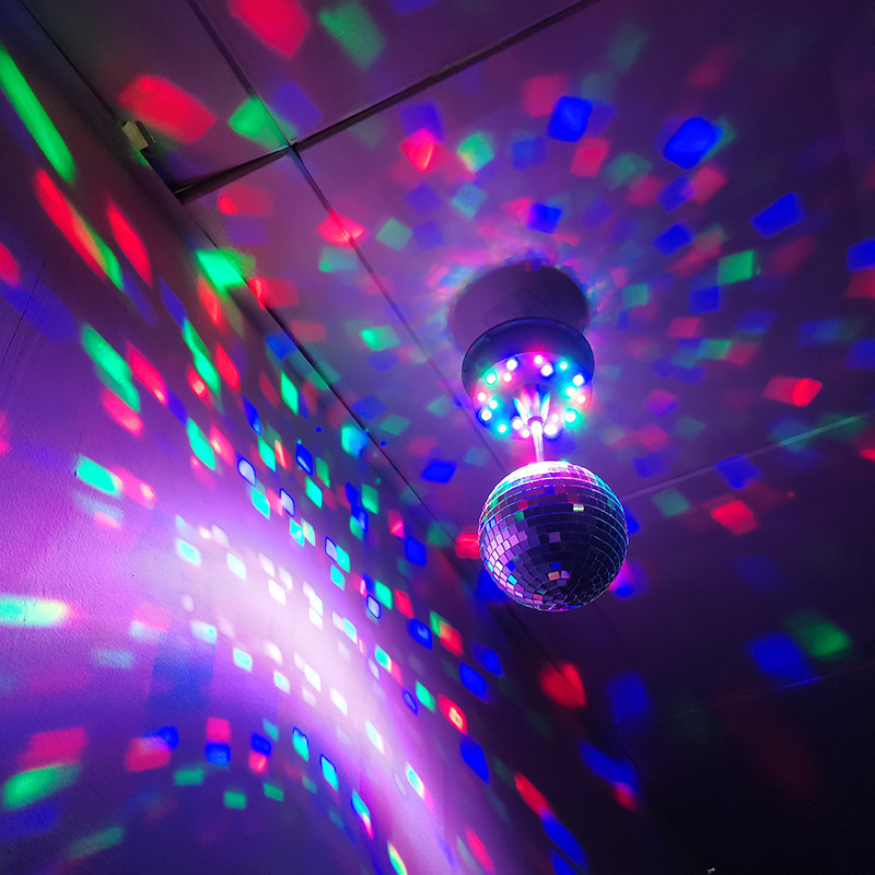 Disco Ball Mirror - 5インチのディスコミラーボール、フレキシブルLEDライト付き、自動回転、ダンスや家族のパーティー、装飾照明に最適
