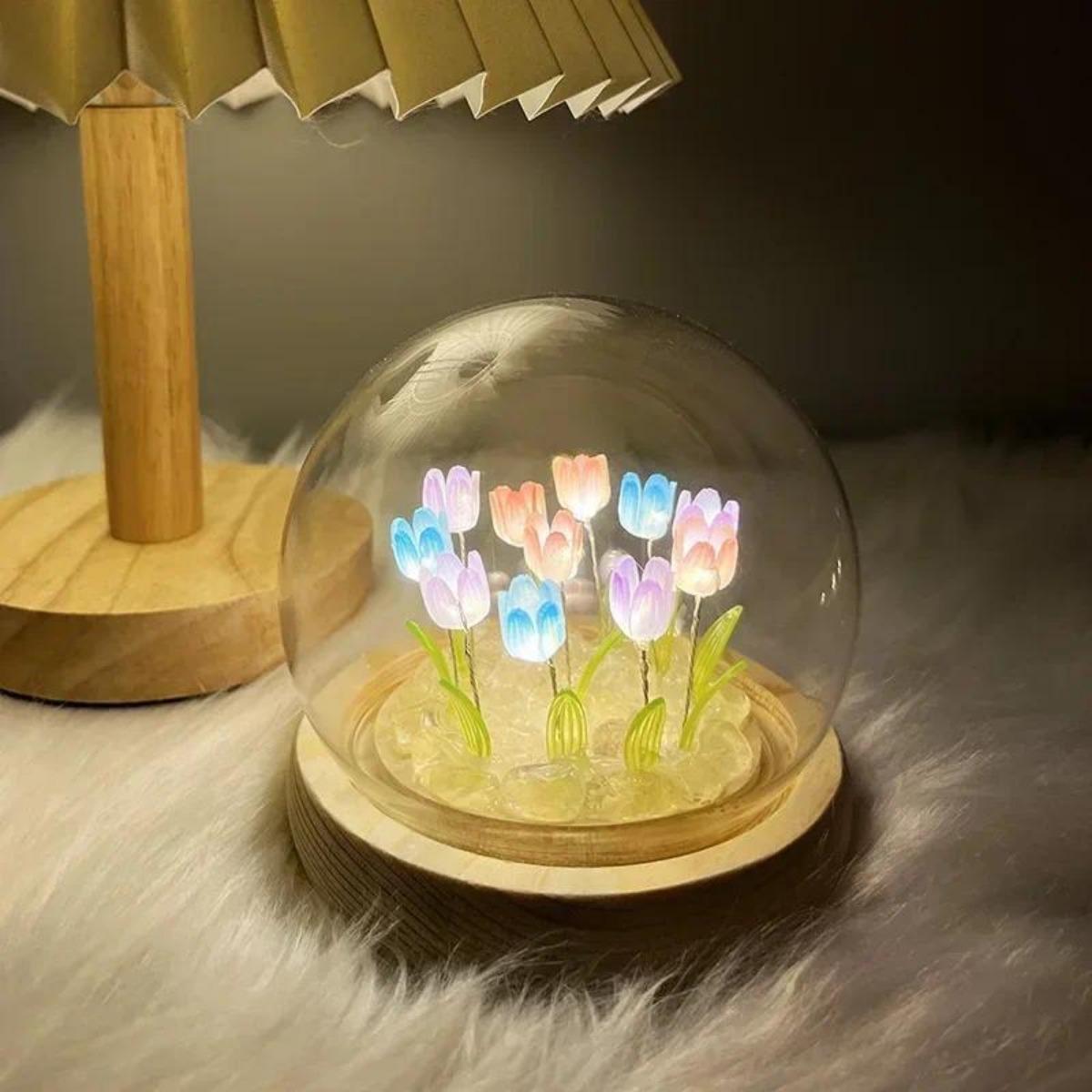 Bedroom Lighting Decor Ideas - 1個の手作りチューリップナイトライト、寝室や卓上ホームデコレーション、中庭の照明に最適、ユニークなギフトアイデア