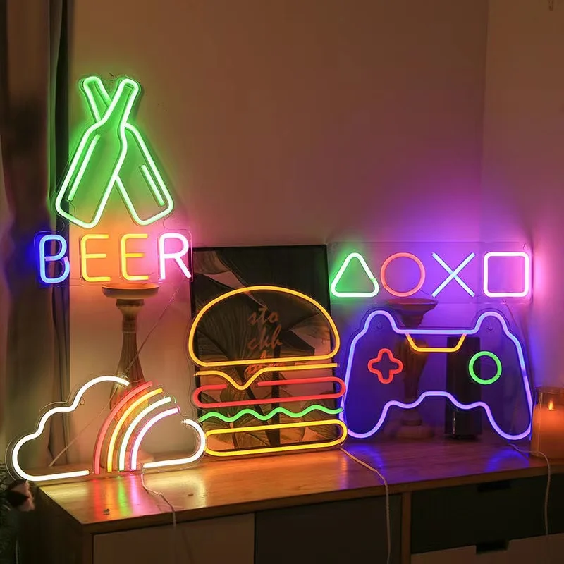 Bedroom Lighting Decor Ideas - プレイステーションの装飾、プレイステーションの装飾、ゲームLEDライト、キーボード、壁用のネオンライト、10代の男の子の寝室のためのギフトのアイデア