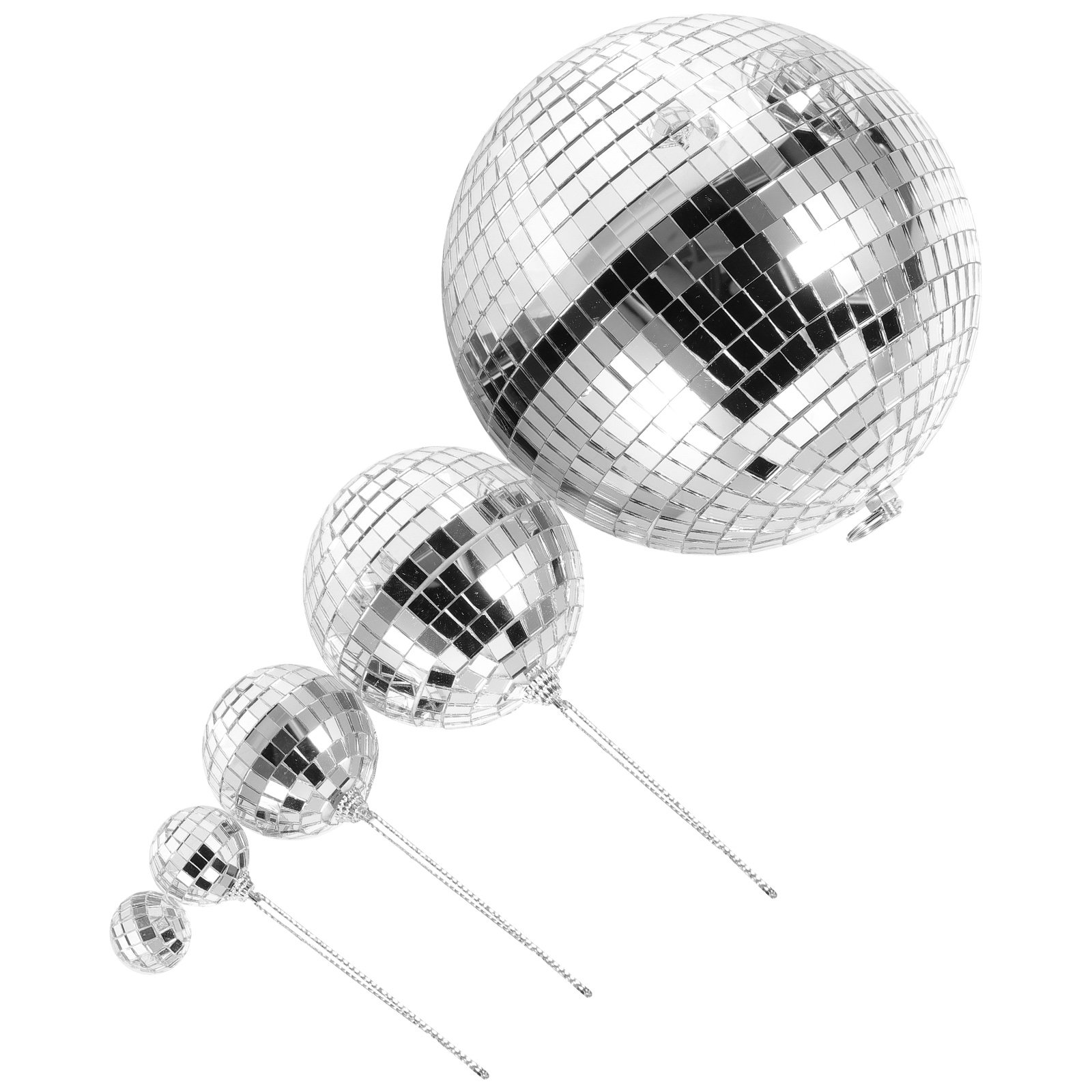 Disco Ball Mirror - 5個入りオーナメントディスコボールオーナメントテーマパーティーデコレーション小さなシルバー反射ミラー