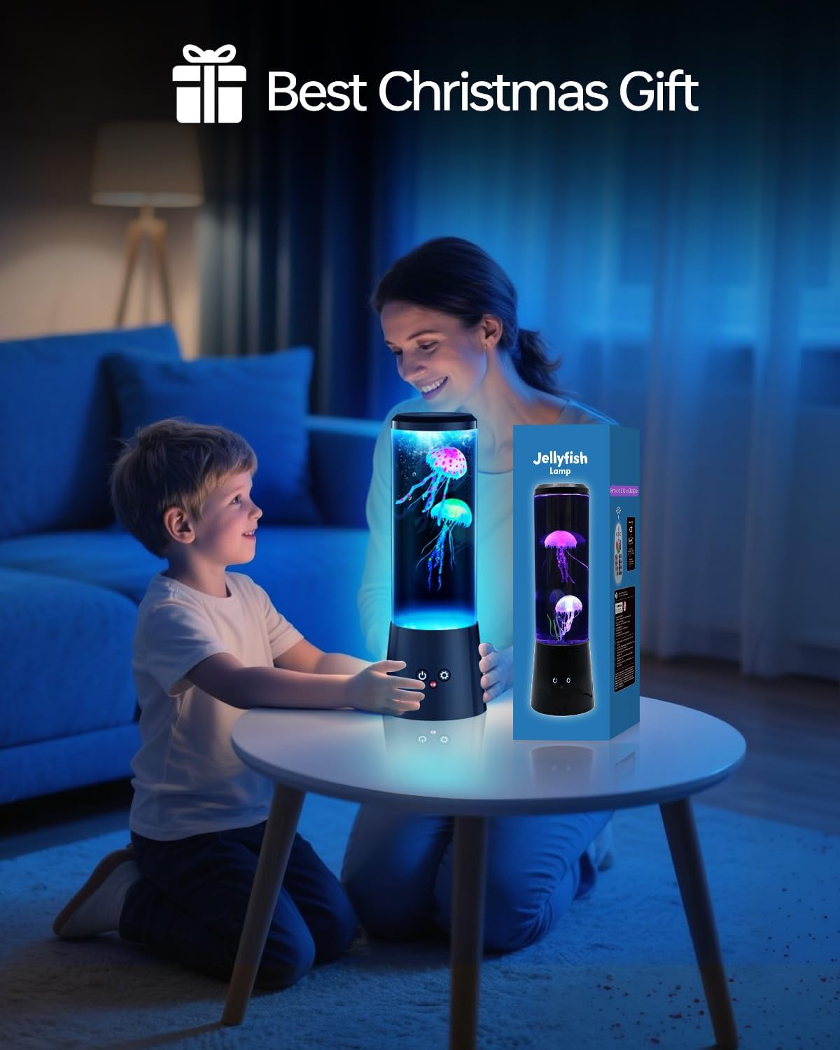 Lava Lamp Desktop - クラゲの溶岩ランプ、水族館のオーシャンナイトライト、7色のLEDクラゲムードライト、家庭用寝室デスクトップ装飾ギフト用