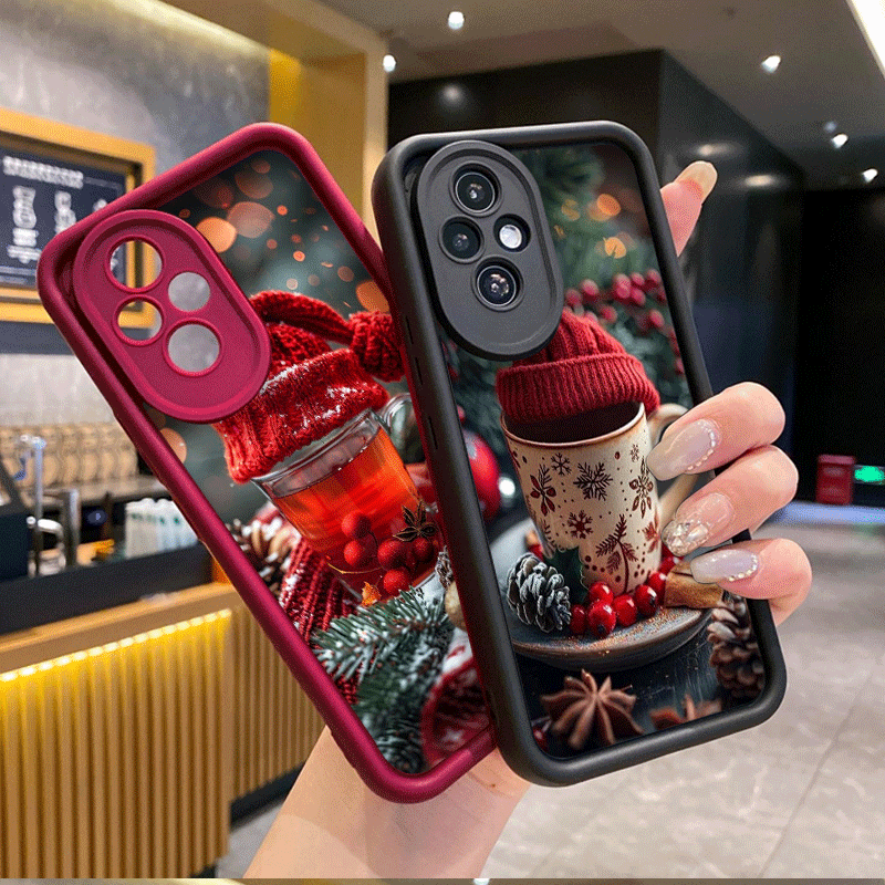 Nova Decor & Lighting Julestjerne - ホットコーヒーカップクリスマスデコレーション漫画風スマホケース Huawei Nova 11i 10 9