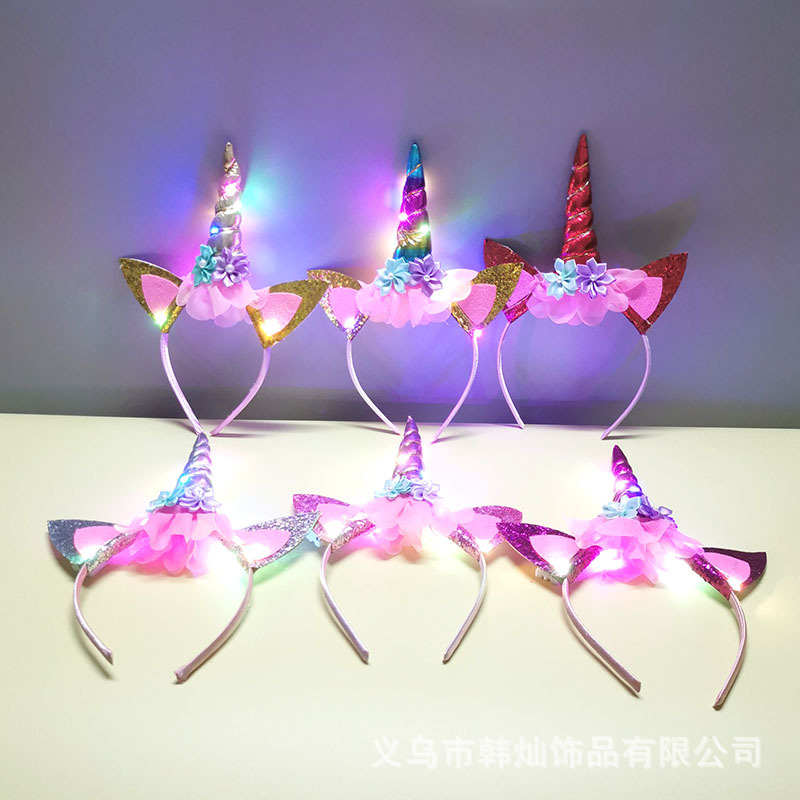 新しいハロウィンかわいいユニコーンヘッドバンド女の子用ライト - Unique Lighting Decor のレビューと価格