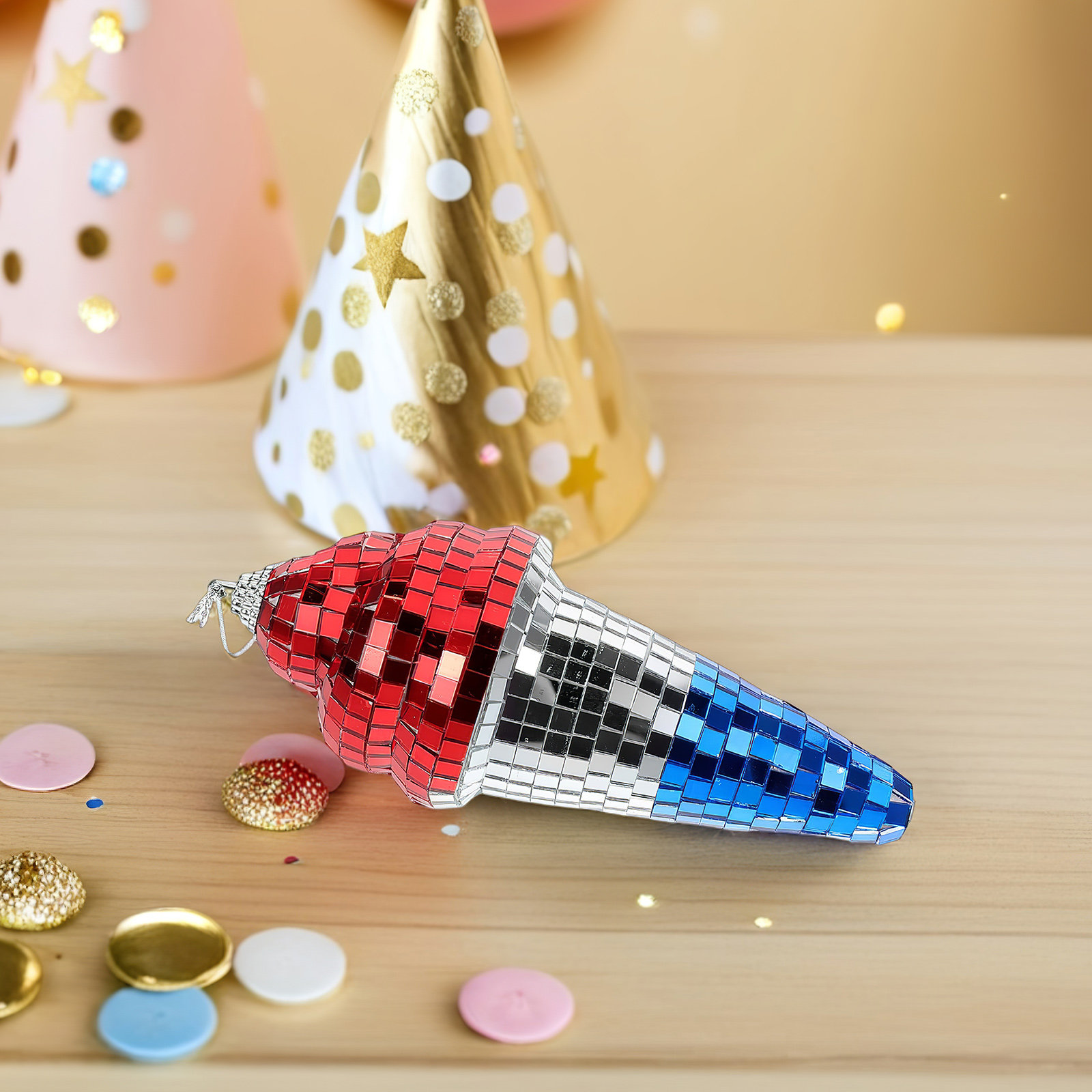 アイスクリームディスコボール吊り下げ装飾ミニミラーボールパー - Disco Ball Mirror のレビューと価格