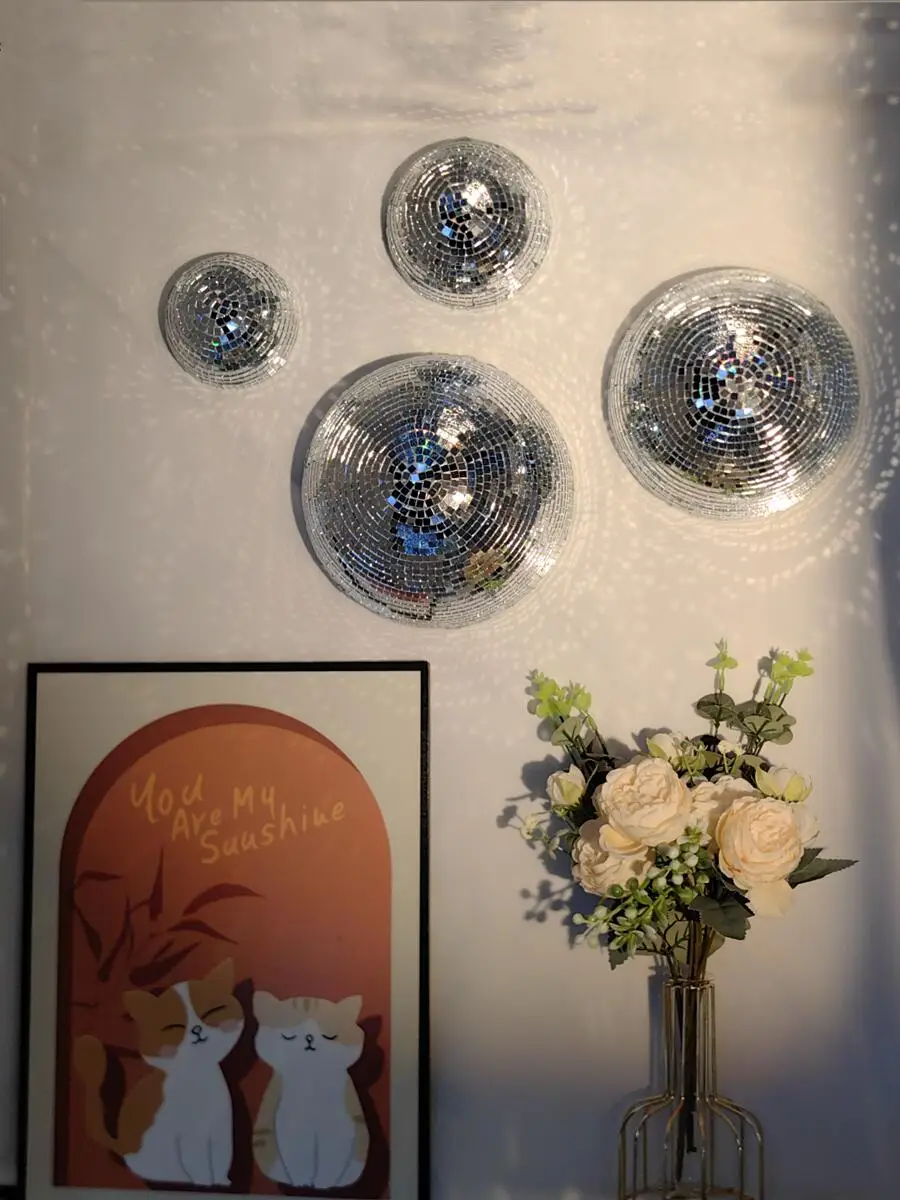 新しいウォールディスコボールミラーデザインメタリックホームデ - Disco Ball Mirror のレビューと価格