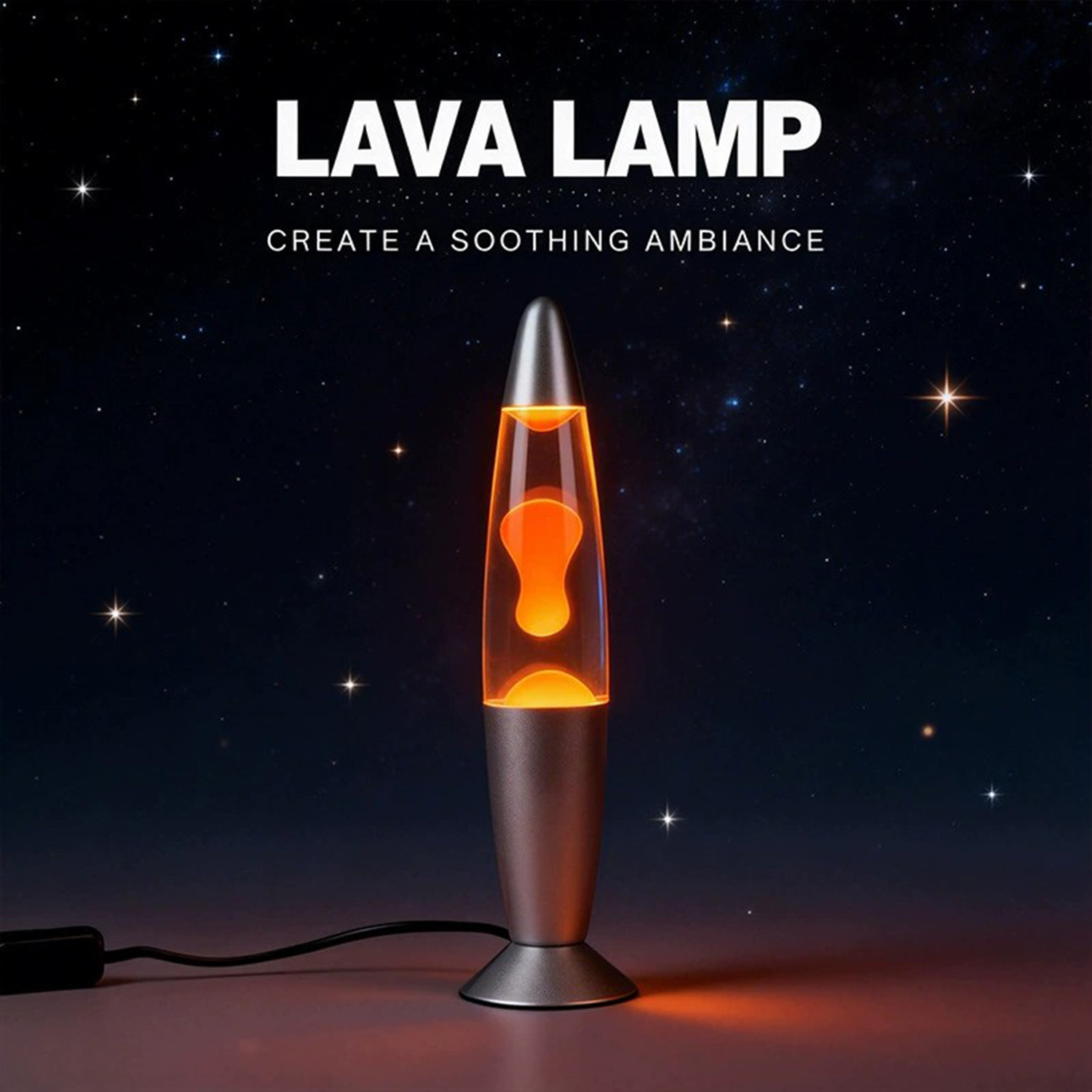 クラゲ装飾ランプ、金属製ベース、火山溶岩ワックスナイトライト - Lava Lamp Desktop のレビューと価格
