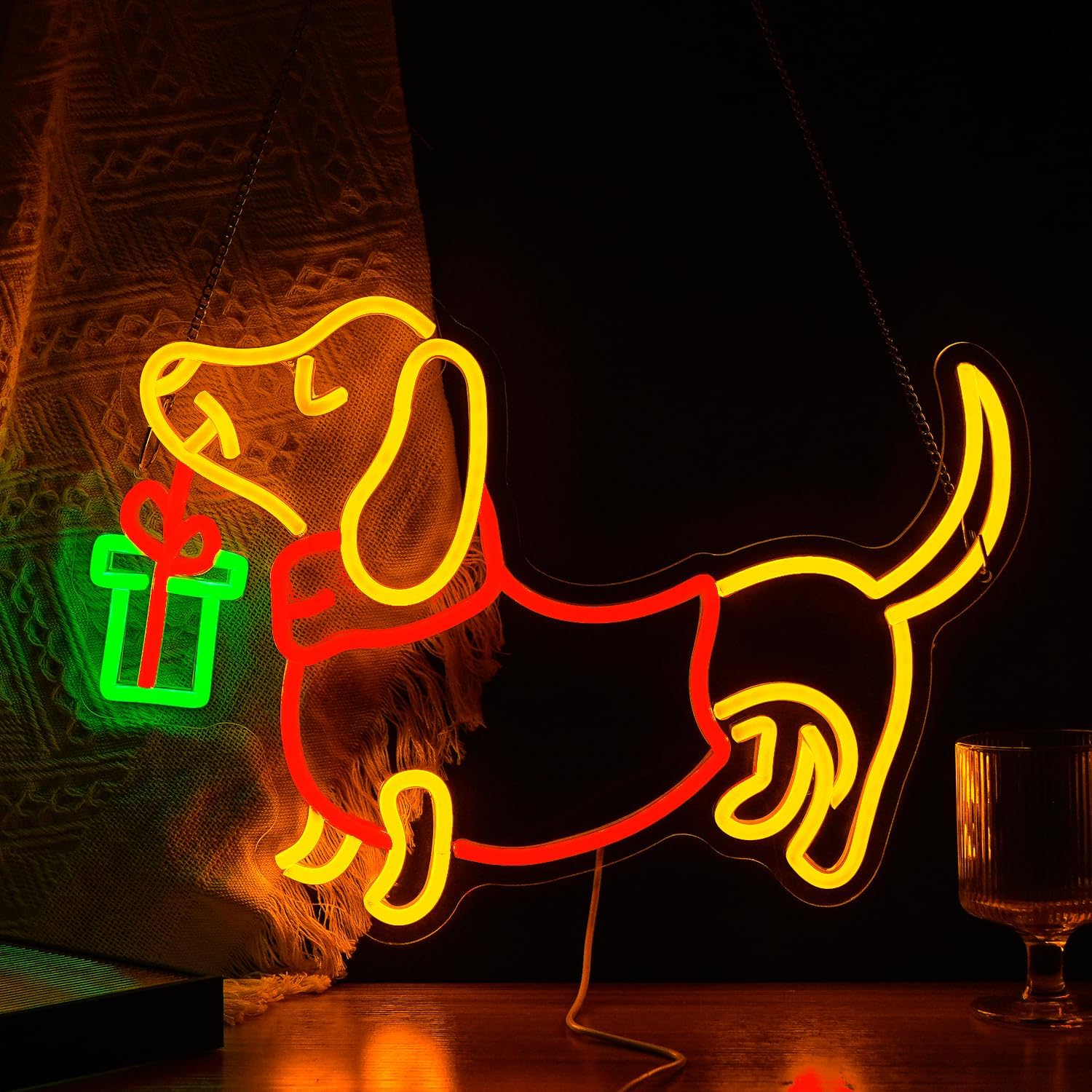 USB調光式ダックスフントネオンサインLEDライト、ホームバ - Bedroom Lighting Decor Ideas のレビューと価格