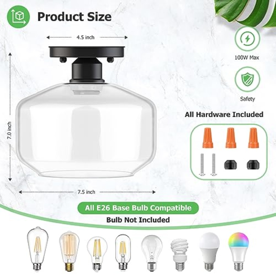 セミフラッシュマウント天井照明器具 2 パック、ペンダントラ - Pendant Light Shade のレビューと価格