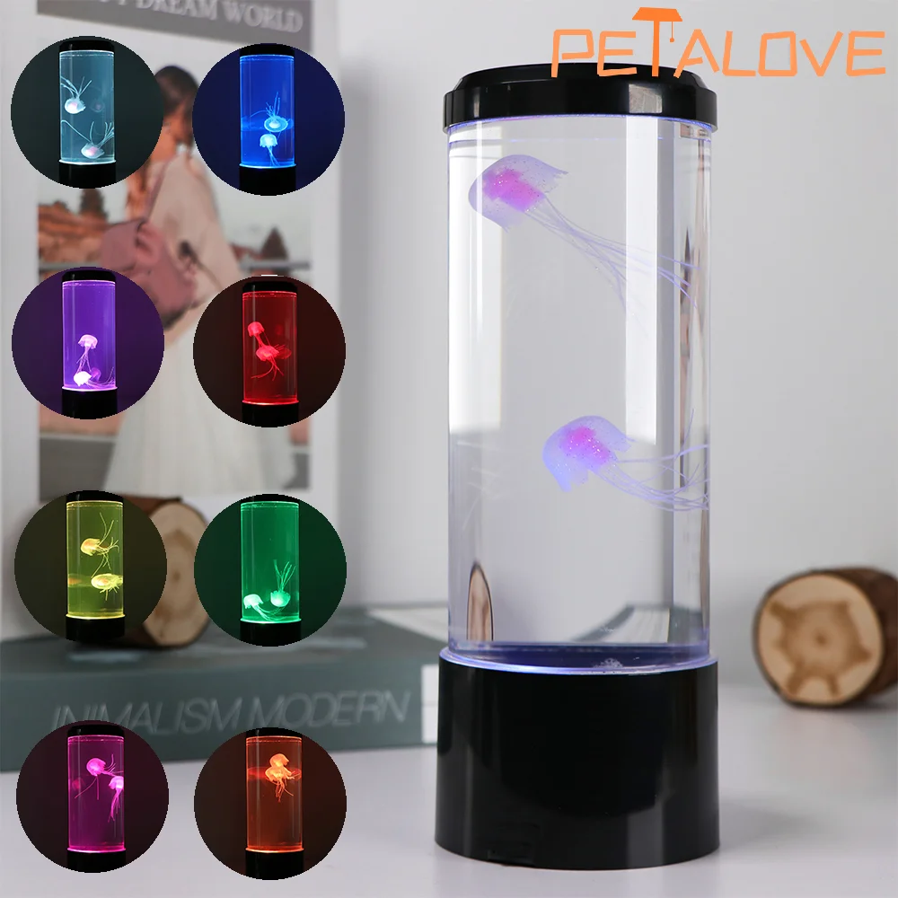 クラゲ溶岩ランプ水族館オーシャンナイトライト 7 色 LED - Lava Lamp Desktop のレビューと価格