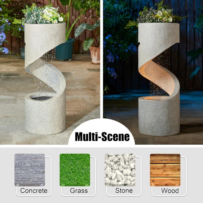 割引価格。LEDライトと石製プランター付きスパイラルティアー - Decor Lighting Discount のレビューと価格