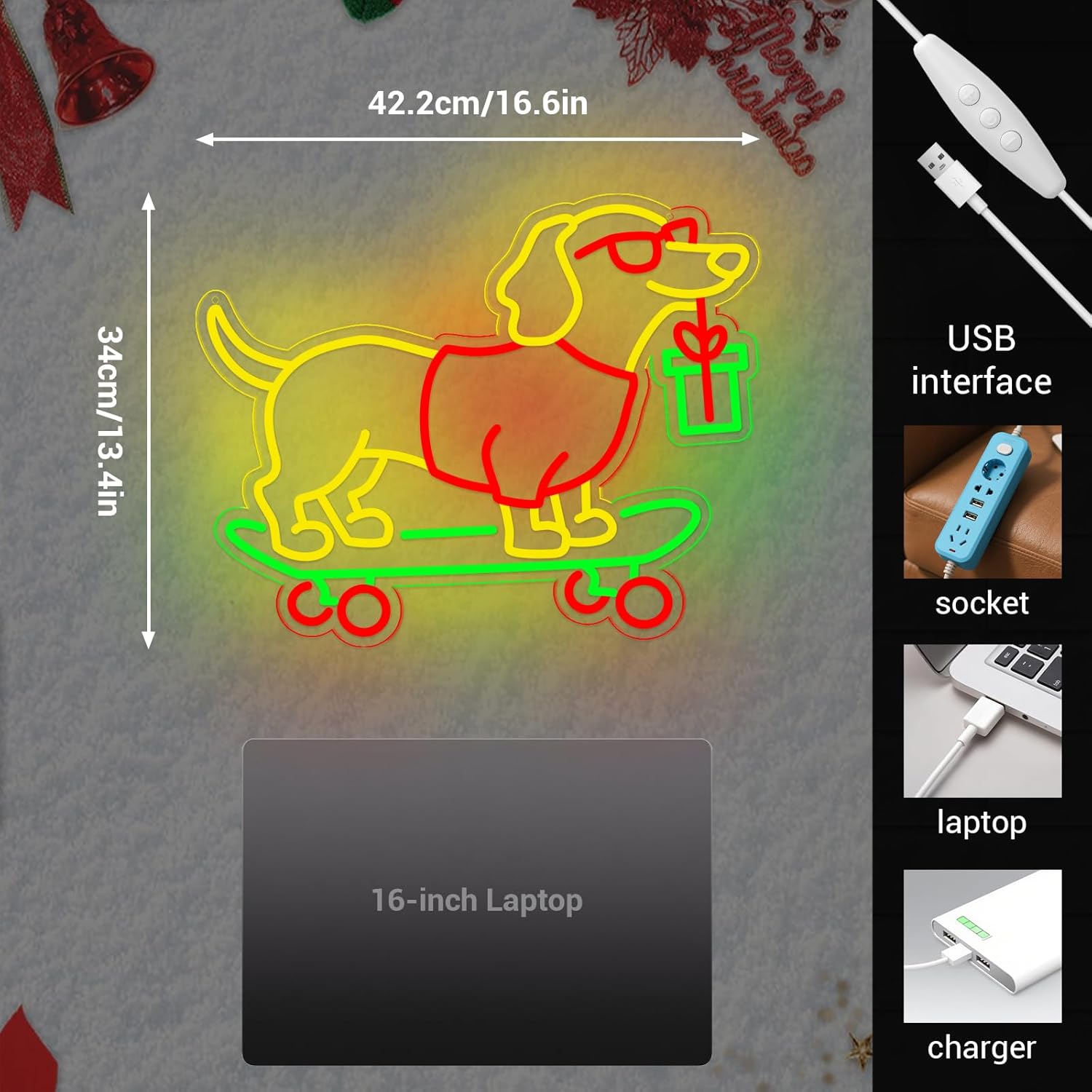 USB調光式ダックスフントネオンサインLEDライト、ホームバ - Bedroom Lighting Decor Ideas のレビューと価格