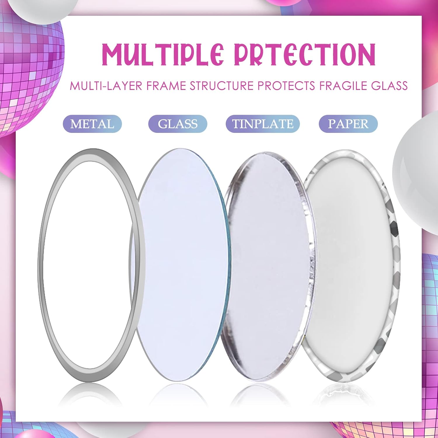 ディスコボール コンパクトミラー ヴィンテージ ラウンド ポ - Disco Ball Mirror のレビューと価格