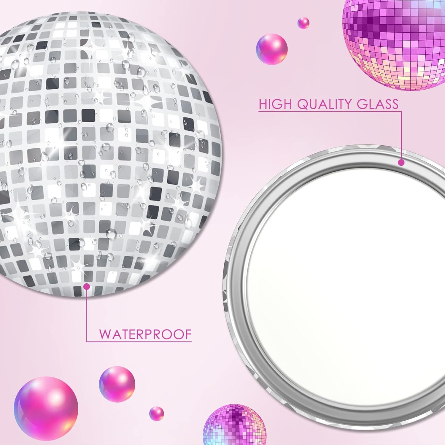 ディスコボール コンパクトミラー ヴィンテージ ラウンド ポ - Disco Ball Mirror のレビューと価格