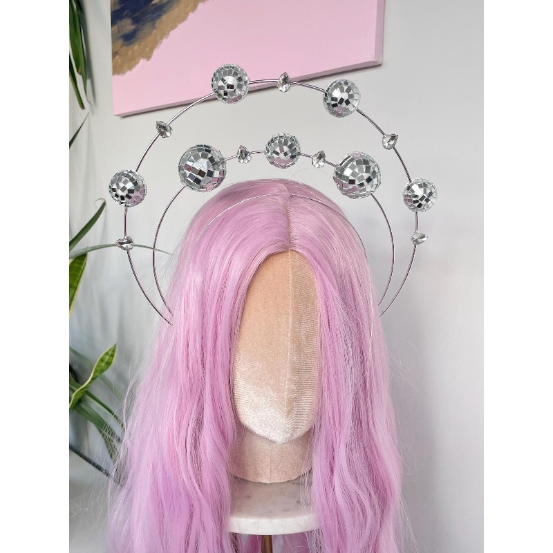 シルバーダブルリングディスコヘッドバンド - Y2Kサイバー - Disco Ball Mirror のレビューと価格