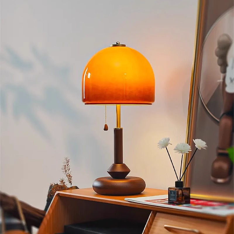 ヴィンテージ高級クルミ色のガラス装飾デスクランプクリエイティ - Bedroom Lighting Decor Ideas のレビューと価格