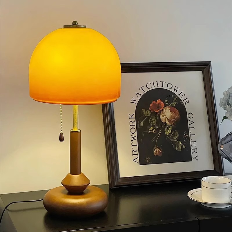ヴィンテージ高級クルミ色のガラス装飾デスクランプクリエイティ - Bedroom Lighting Decor Ideas のレビューと価格